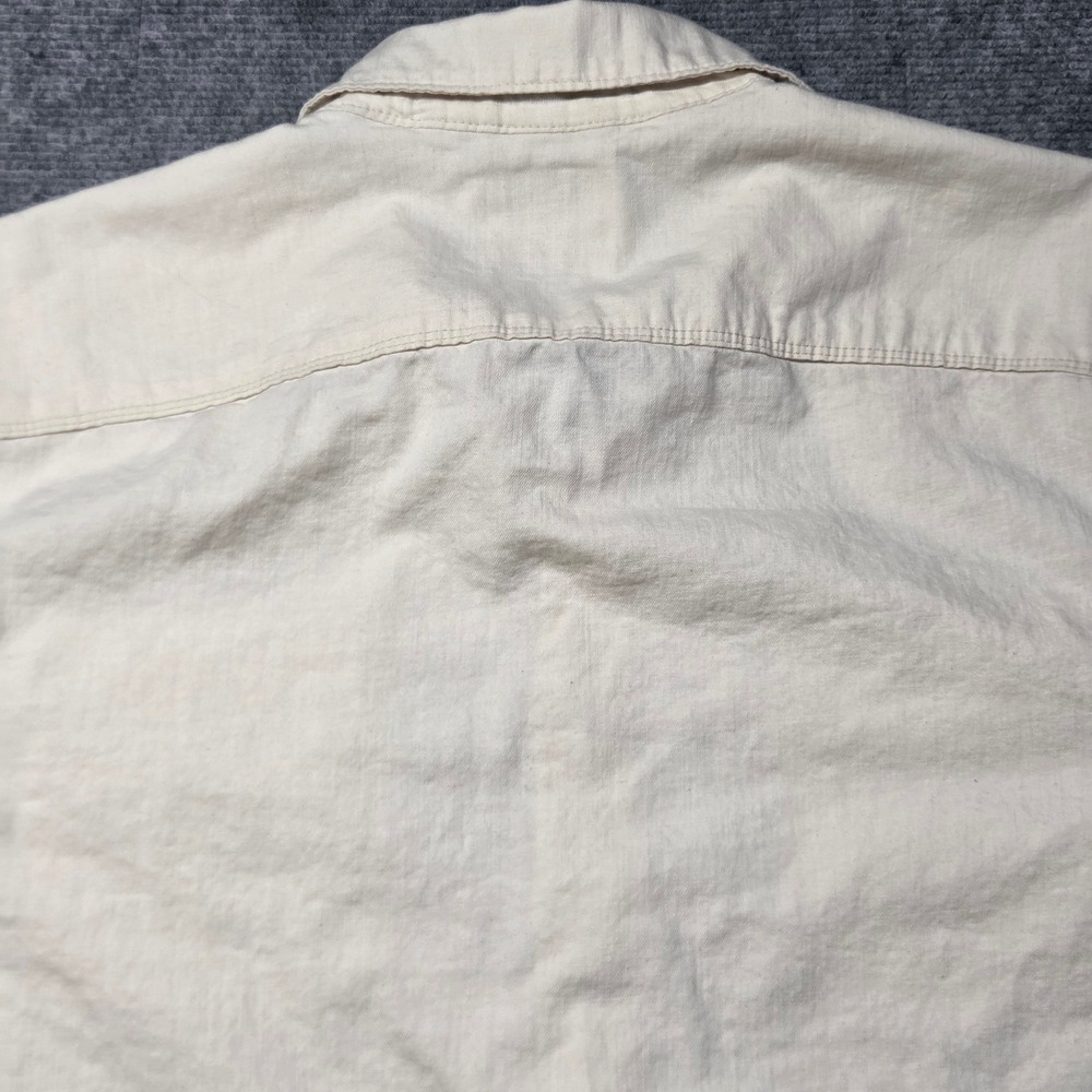 Wrangler Mens Western Snap Shirt Off White Cream Cotton Long Sleeve Large - Picture 15 of 15